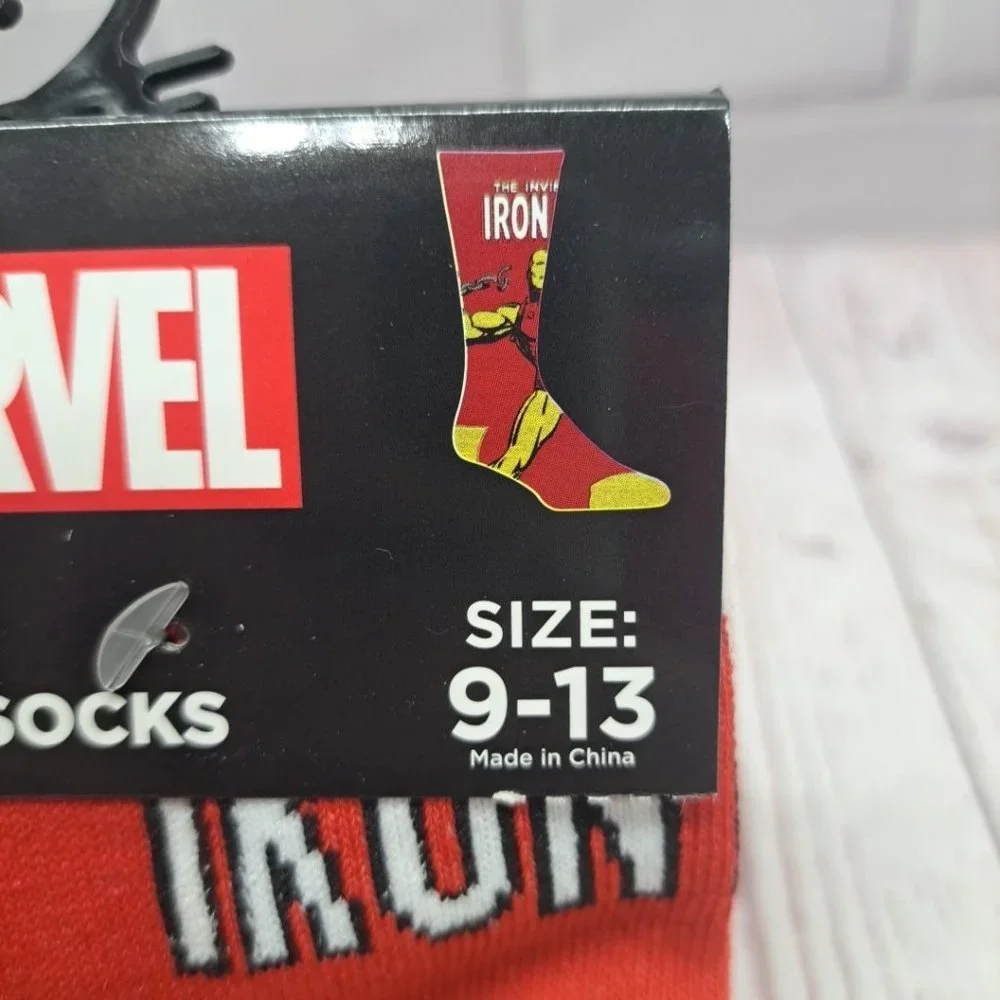Marvel Iron Man All Over Graphics‎ Crew Socks Size 9-13 (Lot Of 2 Pair)
